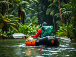 personne faisant du packcraft.